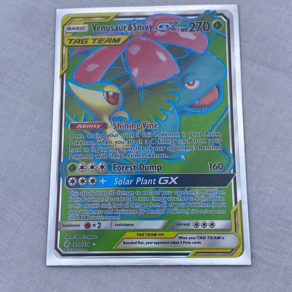 Pokemon Venusaur & Snivy GX 210/236 Cosmic Eclipse Full Art Ultra Rare Card